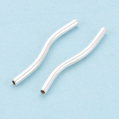 925 Sterling Silver Wavy Tube Beads STER-N016-123S-1