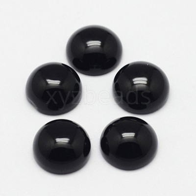 Natural Dyed & Heated Black Agate Cabochons X-G-F313-01-10mm-1
