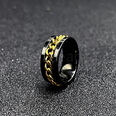 304 Stainless Steel Rotatable Chain Finger Rings for Men FS-WG60CA3-55-1