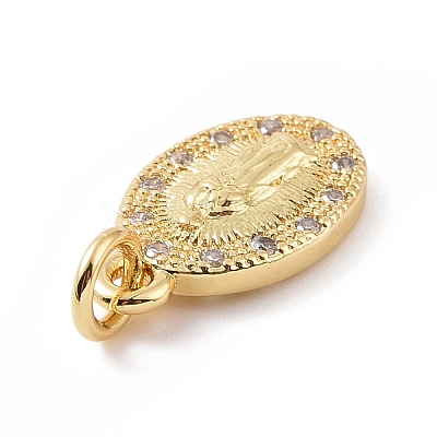 Brass Micro Pave Cubic Zirconia Charms KK-C012-06G-1