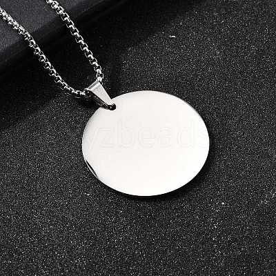 304 Stainless Steel Blank Pendant Necklaces NJEW-P329-04D-P-1