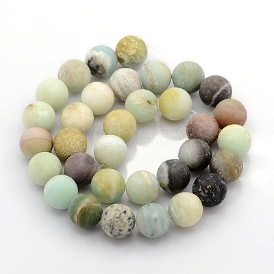Natural Frosted Flower Amazonite Round Beads X-G-D616-4mm-1