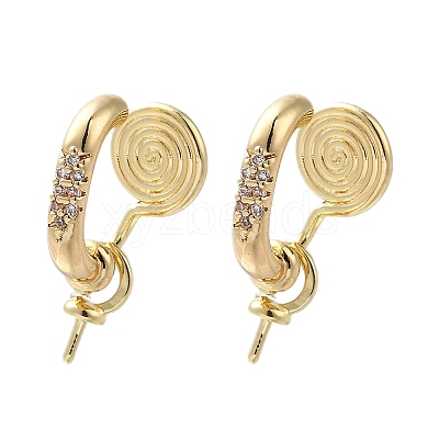 Brass with Cubic Zirconia Ear Cuff Findings KK-Q048-22G-1
