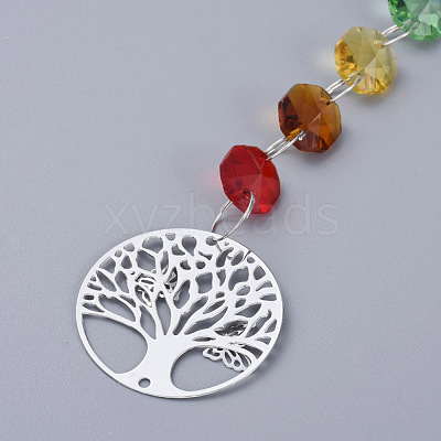 Chandelier Suncatchers Prisms Octogon Glass Chakra Hanging Pendant AJEW-G025-C02-1