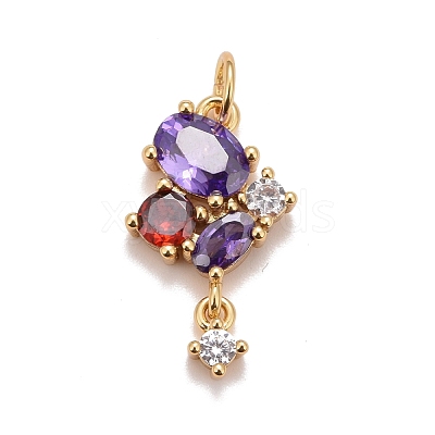 Brass Colorful Cubic Zirconia Pendants KK-M229-55G-1
