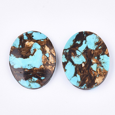 Assembled Natural Bronzite and Synthetic Turquoise Pendants G-S329-064-1