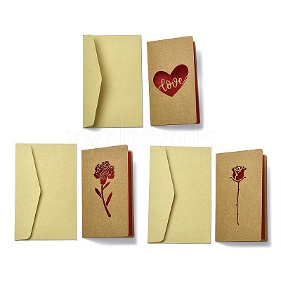 3 Sets 3 Styles Kraft Paper Greeting Cards AJEW-FS0001-28-1