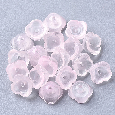 4-Petal Transparent Spray Painted Glass Bead Caps LS-GGLA-S054-009A-04-1