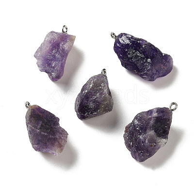 Raw Rough Natural Amethyst Pendants G-A028-01E-1
