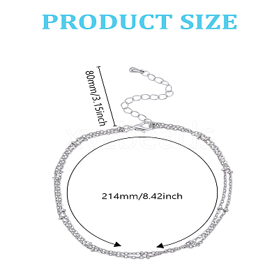 1Pc Bohemia Style Stainless Steel Satellite Chains Anklets AJEW-LP0007-16P-1