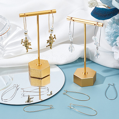 200Pcs 2 Colors Brass Hoop Earrings Findings Kidney Ear Wires KK-SP0001-30-1