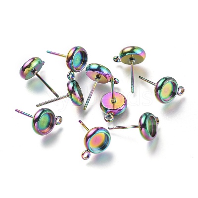 Ion Plating(IP) 304 Stainless Steel Stud Earring Settings STAS-I161-01B-M-1