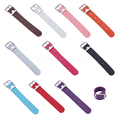 10Pcs 10 Colors Leather Rings RJEW-UN0003-02-1