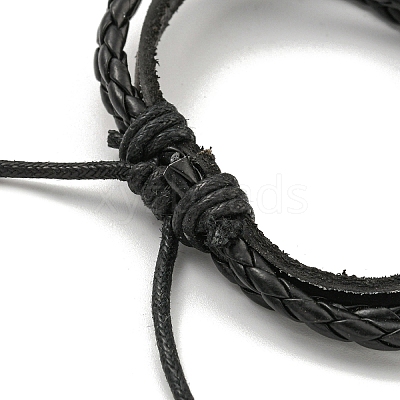 PU Imitation Leather Braided Cord Bracelets BJEW-P329-01A-AS-1