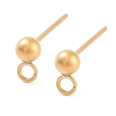 Ion Plating(IP) 304 Stainless Steel Ball Post Stud Earring Findings X-STAS-E163-44G-01-1