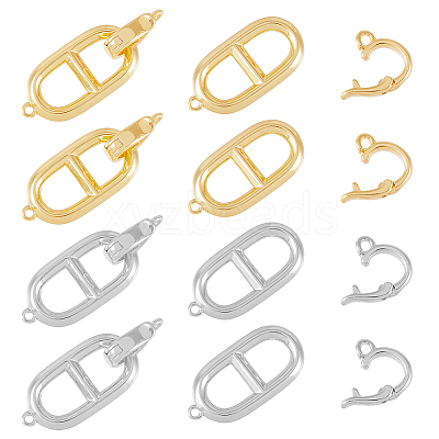 8Pcs 2 Colors Brass Fold Over Clasps KK-DC0003-66-1