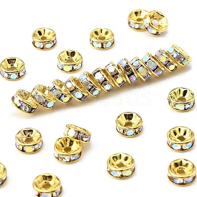 Brass Rhinestone Spacer Beads RB-A014-Z6mm-28G-1