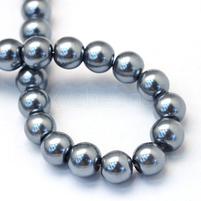 Baking Paint Pearlized Glass Pearl Round Bead Strands HY-Q330-8mm-12-1