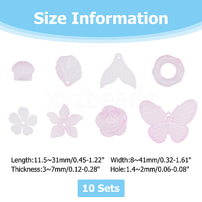 10Sets 200G Transparent Acrylic Frosted Beads FACR-HS0001-02A-1