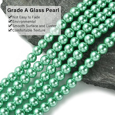 Eco-Friendly Dyed Glass Pearl Beads Strands HY-A008-6mm-RB014-1