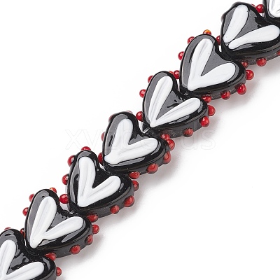 Heart Handmade Lampwork Beads Strands LAMP-G150-01I-1