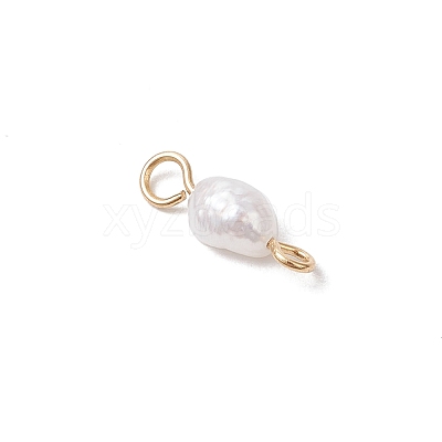 Natural Cultured Freshwater Pearl Potato Links Connector Charms PALLOY-JF04173-02-1
