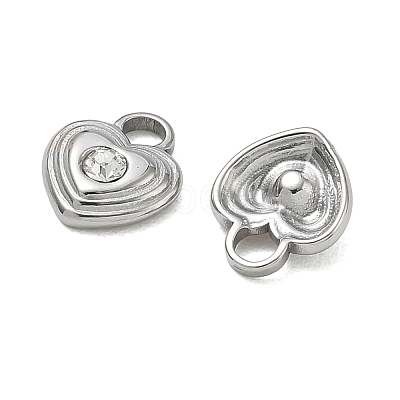 304 Stainless Steel Micro Pave Clear Cubic Zirconia Charms SA-CBA1CA2-08P-1