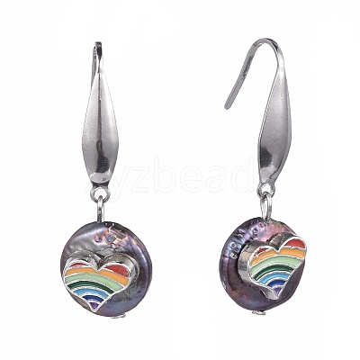 Natural Baroque Pearl Keshi Pearl Dangle Earrings EJEW-JE03444-1