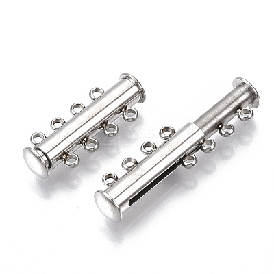 Tarnish Resistant 201 Stainless Steel Magnetic Slide Lock Clasps STAS-S079-159P-1