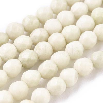 Natural Fossil Round Bead Strands G-O151-02-4mm-1