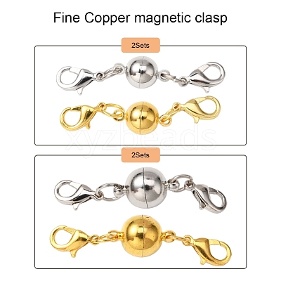 8Pcs 2 Style Brass Magnetic Clasps Converter KK-YW0001-35-FF-1