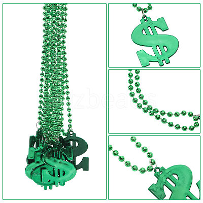 Plastic Dollar Sign Big Pendant Ball Chain Necklaces NJEW-WH0021-81B-1