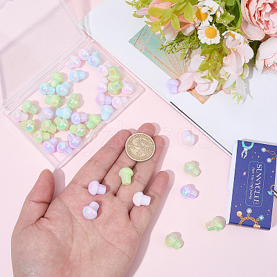 50Pcs UV Plating Rainbow Iridescent Opaque Acrylic Beads OACR-SC0003-06-1