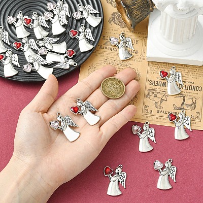 20Pcs 2 Colors Antique Silver Alloy Rhinestone Pendants FIND-YW0013-14-1