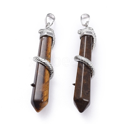 Natural Tiger Eye Big Pointed Pendants G-F696-B09-1