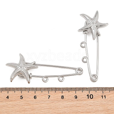 Starfish 304 Stainless Steel Safety Pins Brooch Findings SA-CBA098D-16C-P02-1