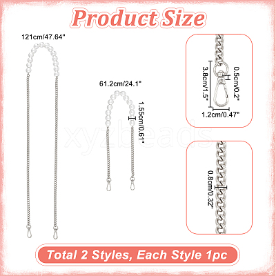 2Pcs 2 Style Plastic Imitation Pearl Beaded Bag Straps DIY-WR0002-72P-1