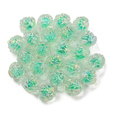 UV Plating Rainbow Iridescent Acrylic Beads OACR-P010-20E-1
