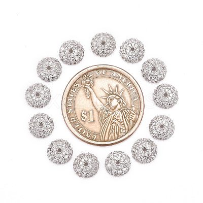 Apetalous Half Round/Dome Brass Micro Pave Cubic Zirconia Bead Caps ZIRC-D062-P-1