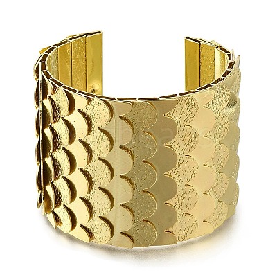 Alloy European American Exaggerated Open Cuff Fish Scale Pattern Bangles for Women BJEW-L697-002G-1