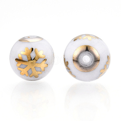 Christmas Opaque Glass Beads X-EGLA-R113-01C-1
