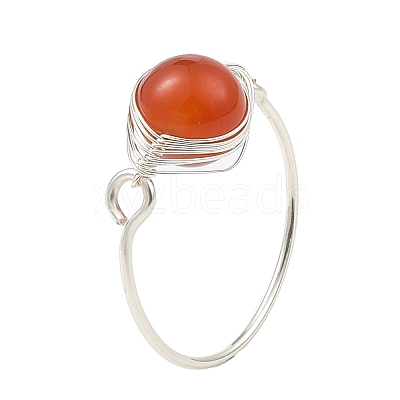 Natural Mixed Gemstone Braided Bead Finger Ring RJEW-JR00588-01-1
