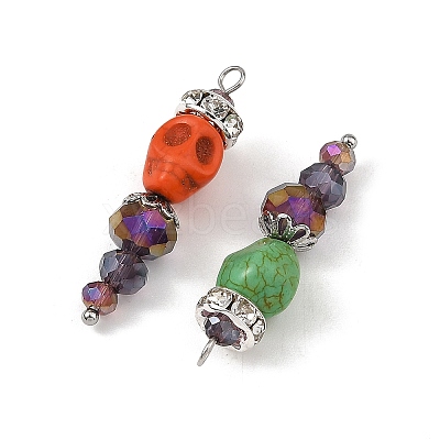 Dyed Synthetic Turquoise and Glass Beaded Pendants PALLOY-TA00448-1