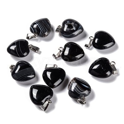 Natural Dyed & Heated Black Agate Pendants G-I311-A16-1