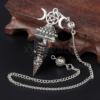 Natural Snowflake Obsidian Chip & Resin Orgonite Dowsing Pendulum Big Pendants PW-WG36861-05-1