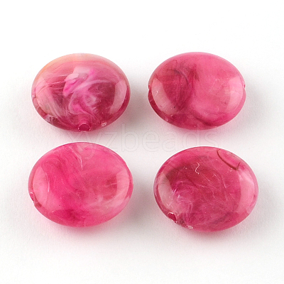 Flat Round Imitation Gemstone Acrylic Beads OACR-R051-18-1