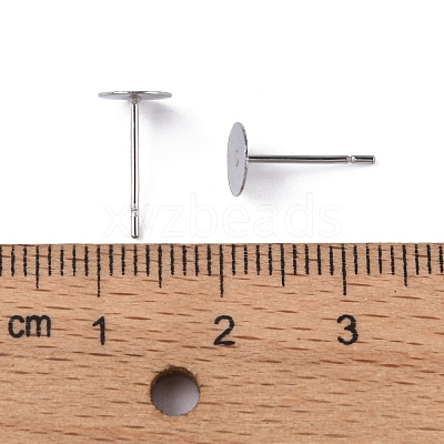 Tarnish Resistant 304 Stainless Steel Flat Round Blank Peg Stud Earring Findings STAS-S028-25-1