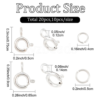 20Pcs 2 Styles Brass Spring Ring Clasps KK-YW0004-53-1
