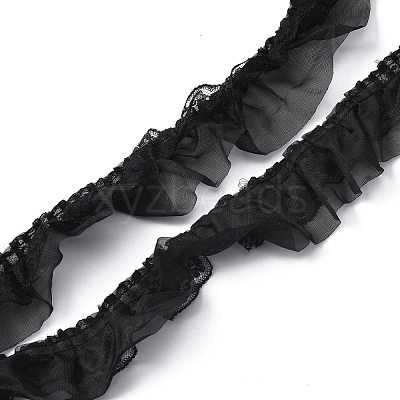 Double-Layer Pleated Polyester Chiffon Lace Trim OCOR-WH0047-19C-1