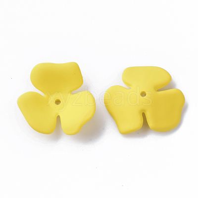 3-Petal Spray Painted Acrylic Bead Caps X-MACR-N007-01F-1